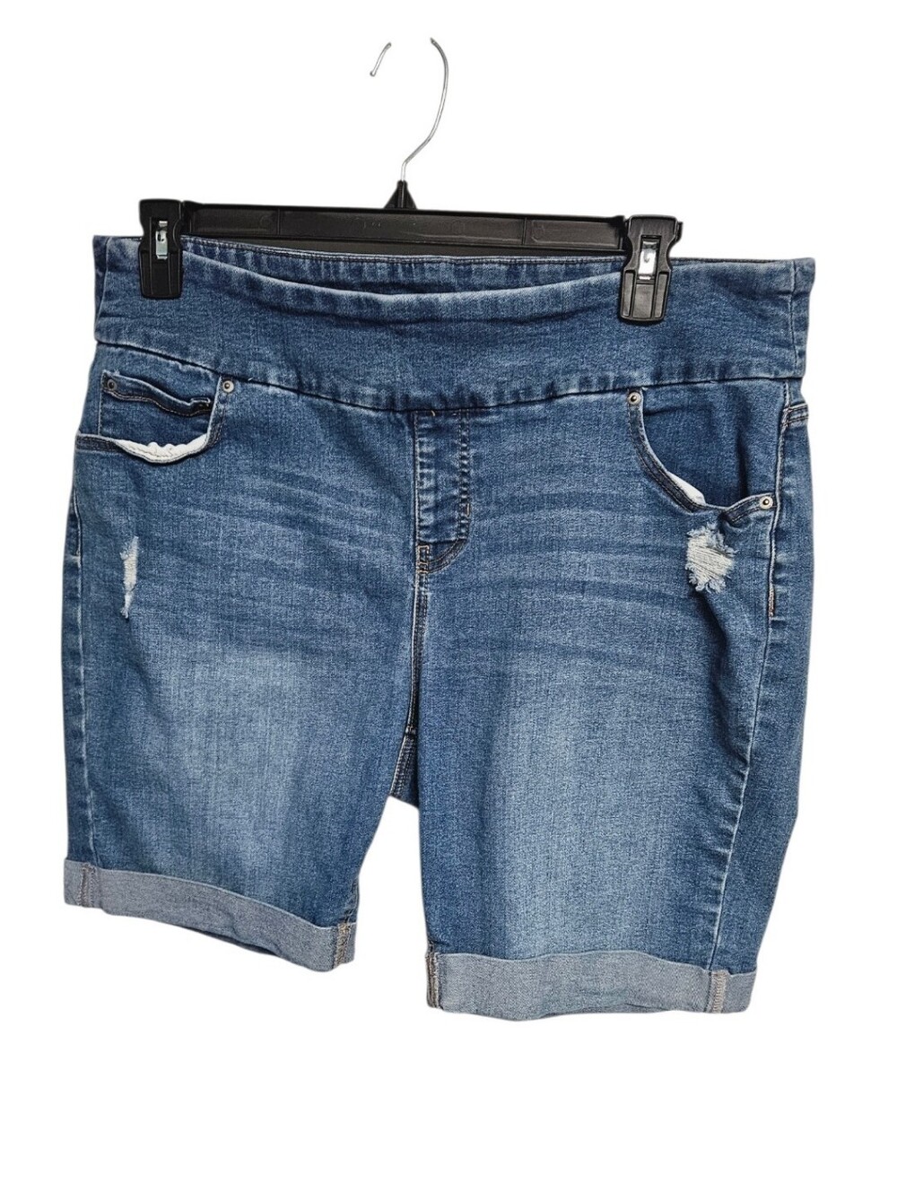 Classic Blue Denim Jean Shorts with Rolled Hem
